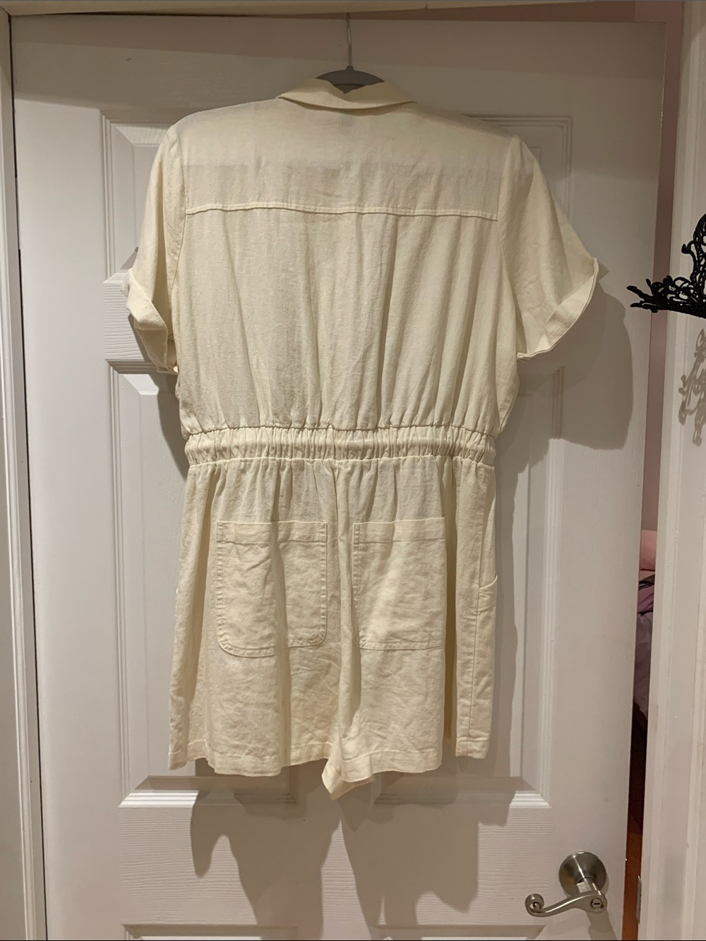 Universal Thread Cream Short-Sleeve Drawstring Romper - Picture 9 of 14